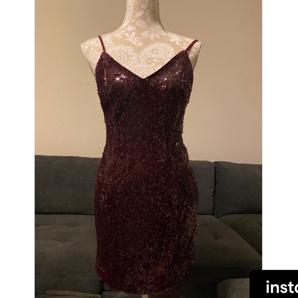 Burgundy sequin dress